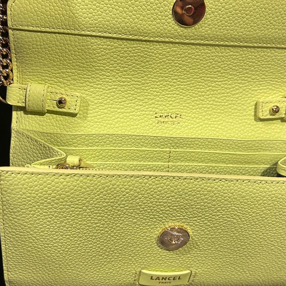 Lancel Ninon Leather Lime Chain Wallet Crossbody - Picture 3 of 10